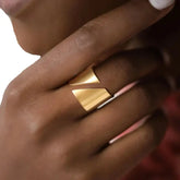 Stainless Steel Modern Wrap Wide Layered Ring